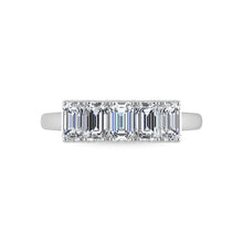 14K White Gold Lab Grown Diamond 1 Ct.Tw. Emerald shape 5 Stone Wedding Bands