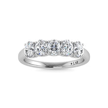 14K White Gold Lab Grown Diamond 1 Ct.Tw. Oval shape 5 Stone Wedding Bands