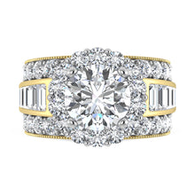 14K  Yellow Gold Lab Grown Round and Baguette Diamond 5 1/5 Ct.Tw. ( 3 Ctw Center) Engagement Ring