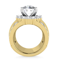 14K  Yellow Gold Lab Grown Round and Baguette Diamond 5 1/5 Ct.Tw. ( 3 Ctw Center) Engagement Ring