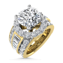 14K  Yellow Gold Lab Grown Round and Baguette Diamond 3 3/8 Ct.Tw. ( 2 Ctw Center) Engagement Ring