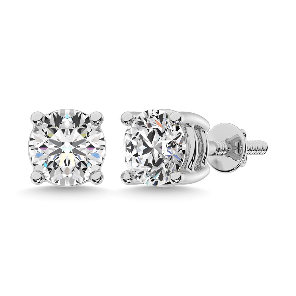 14K White Gold 2/3 Ct.Tw. Premium Diamond Stud Earrings